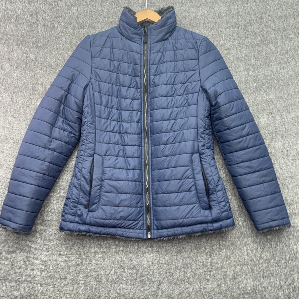 Halitech Womens Puffer Jacket Small Blue Lightweight Quilted Full Zip Coat